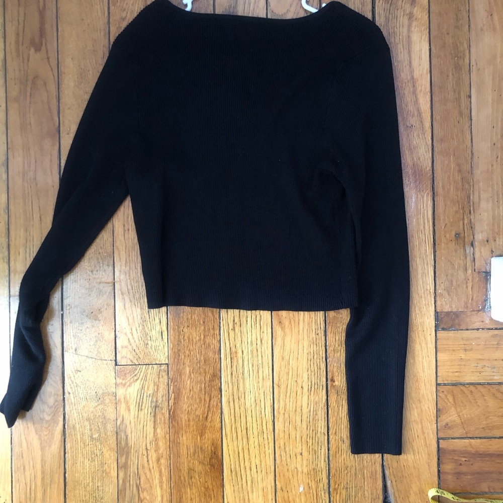 Fashion Nova Black Long Sleeve Fitted Crop Blouse - Picture 5 of 5